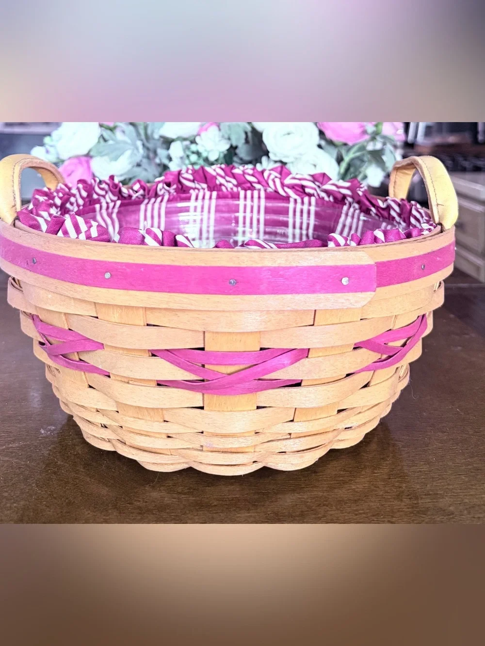Longaberger 1999 Christmas Collection Popcorn Basket Combo Liner Protector DCS